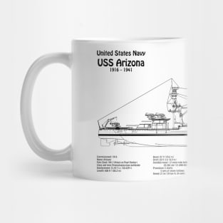 USS Arizona Battleship bb-39. World War II. Sunk on Pearl Harbor - BD Mug